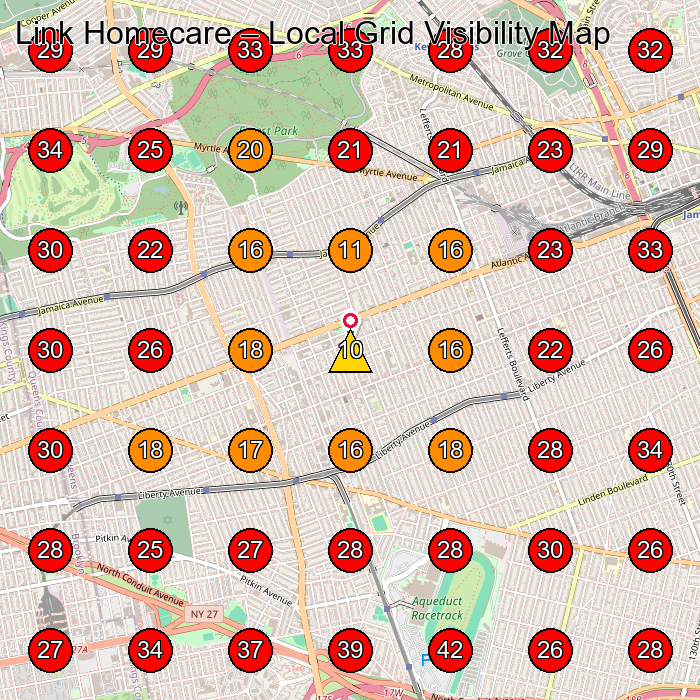 Link Homecare GeoGrid visibility map for Home Health Care Service in Ozone Park